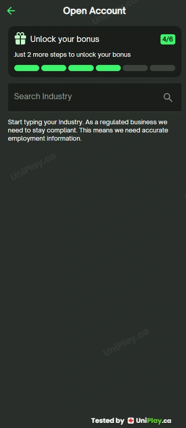 ComeOn! — registration step 4