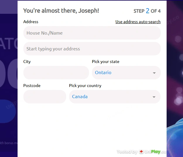 Spin Genie — registration step 3