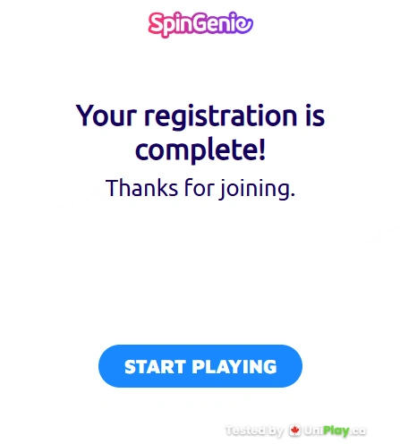 Spin Genie — registration step 5