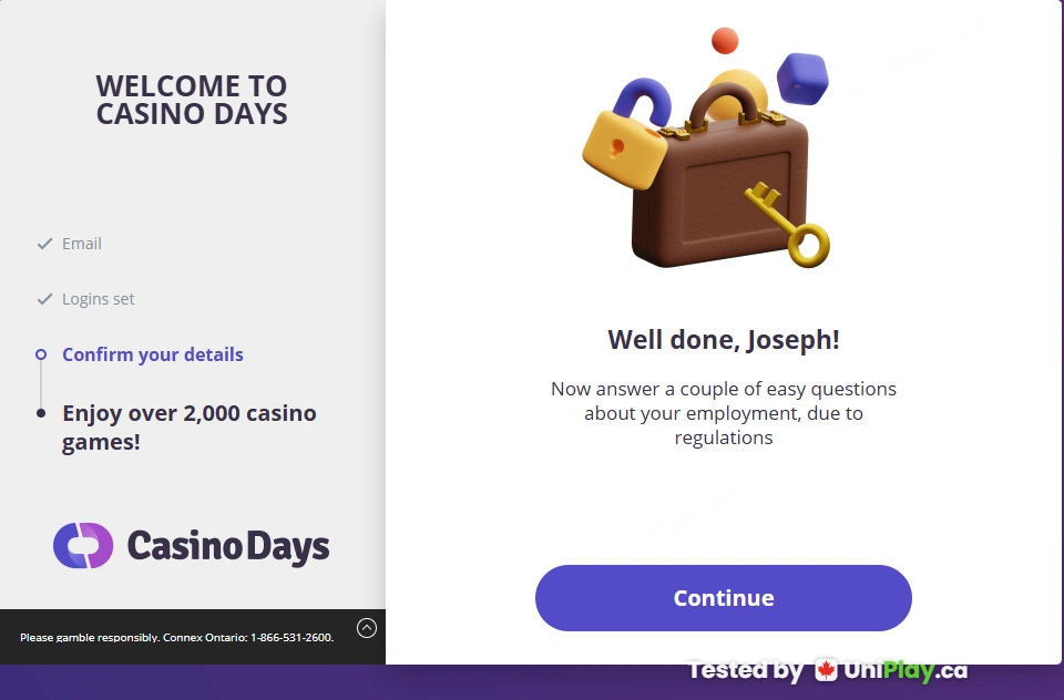 Casino Days — registration step 10