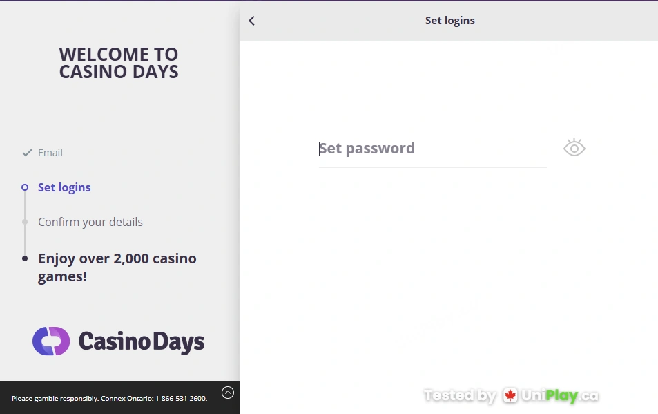 Casino Days — registration step 2