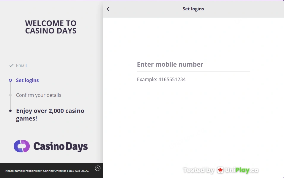 Casino Days — registration step 3