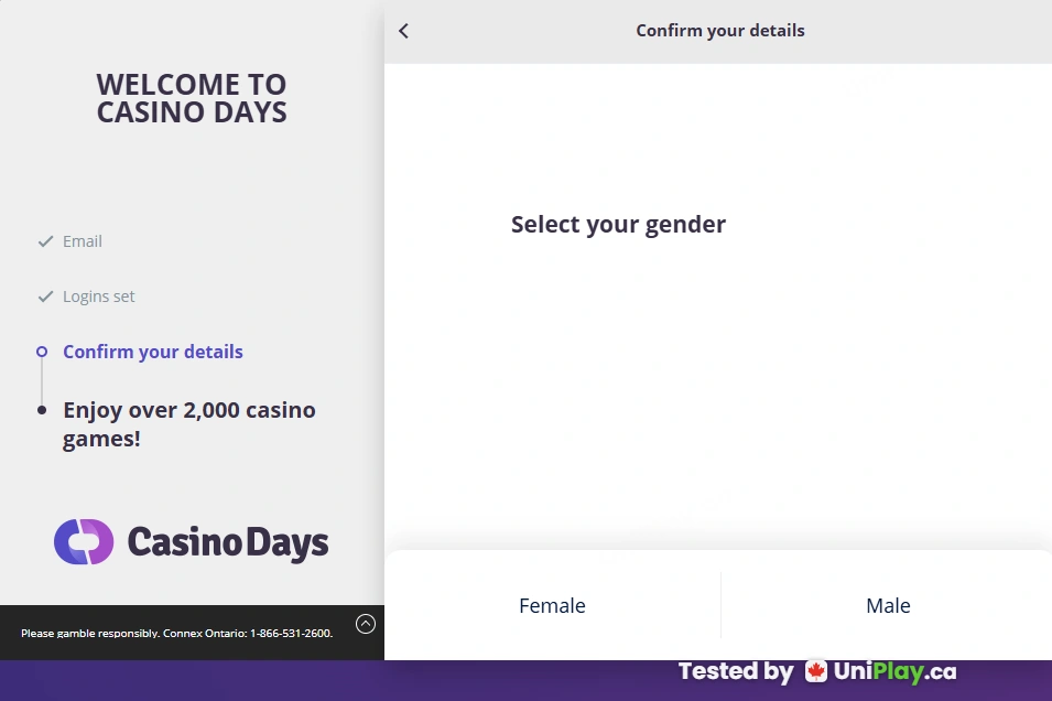 Casino Days — registration step 6