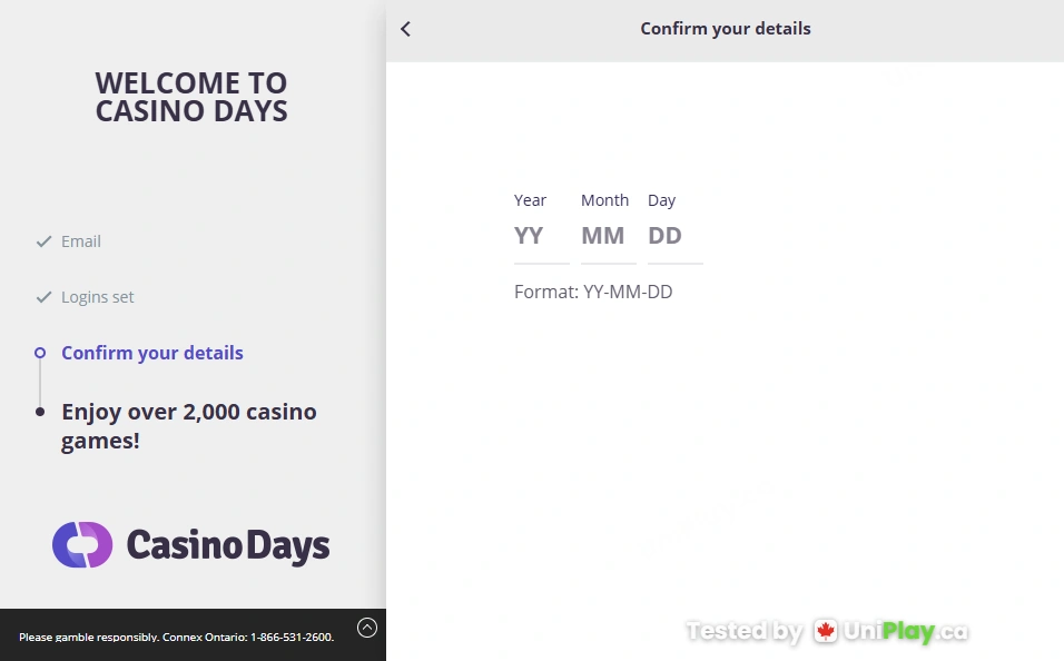 Casino Days — registration step 7