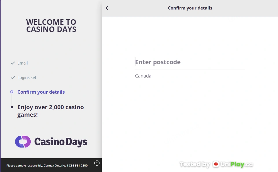 Casino Days — registration step 8