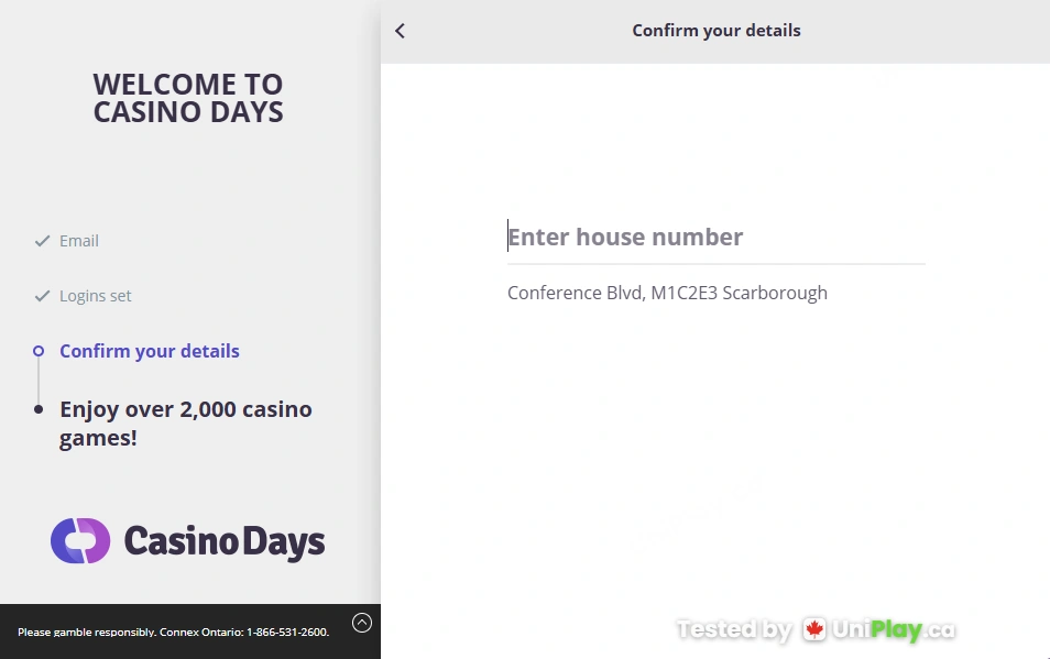 Casino Days — registration step 9