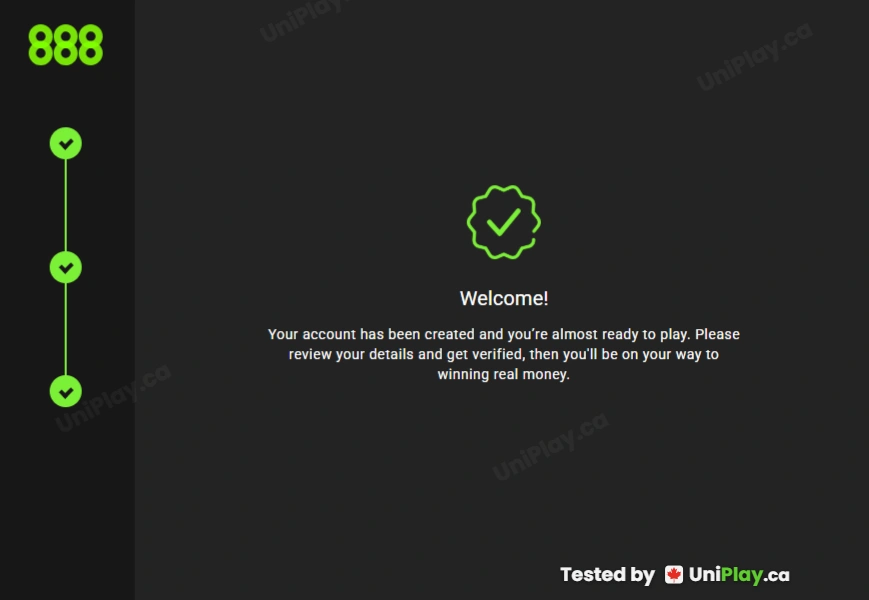 888 Casino — registration step 4