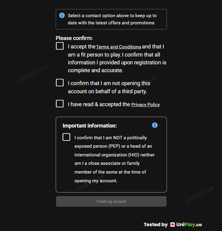 Bwin — registration step 4