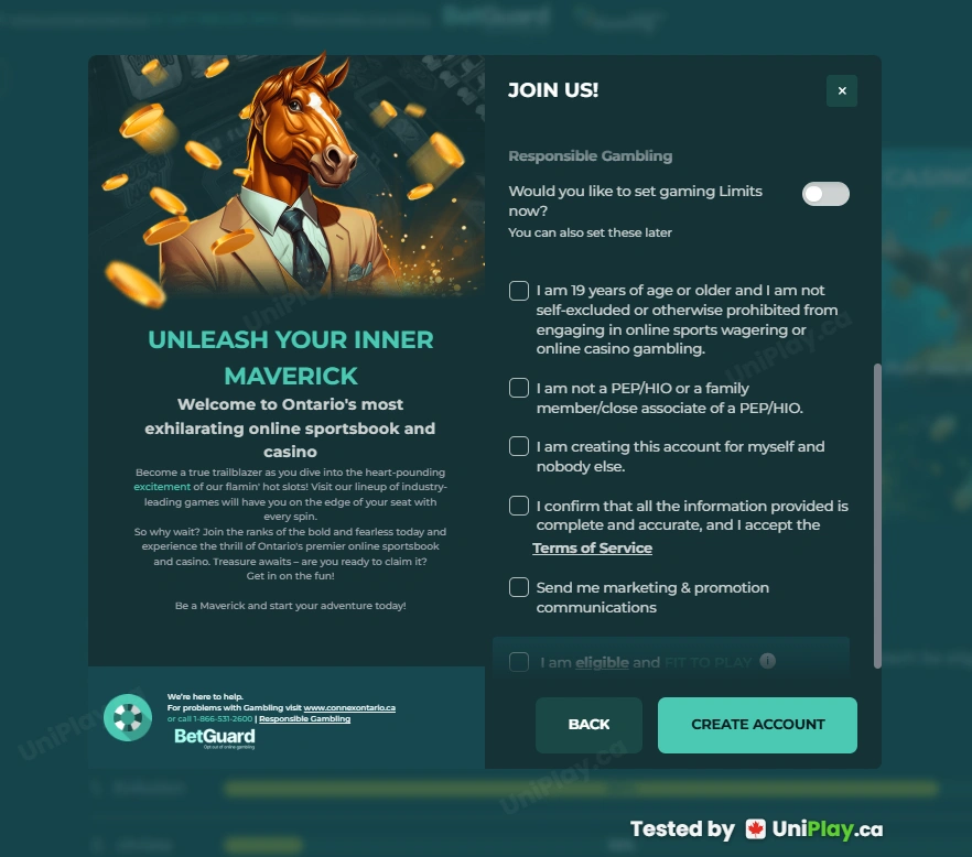 Maverick Games — registration step 5