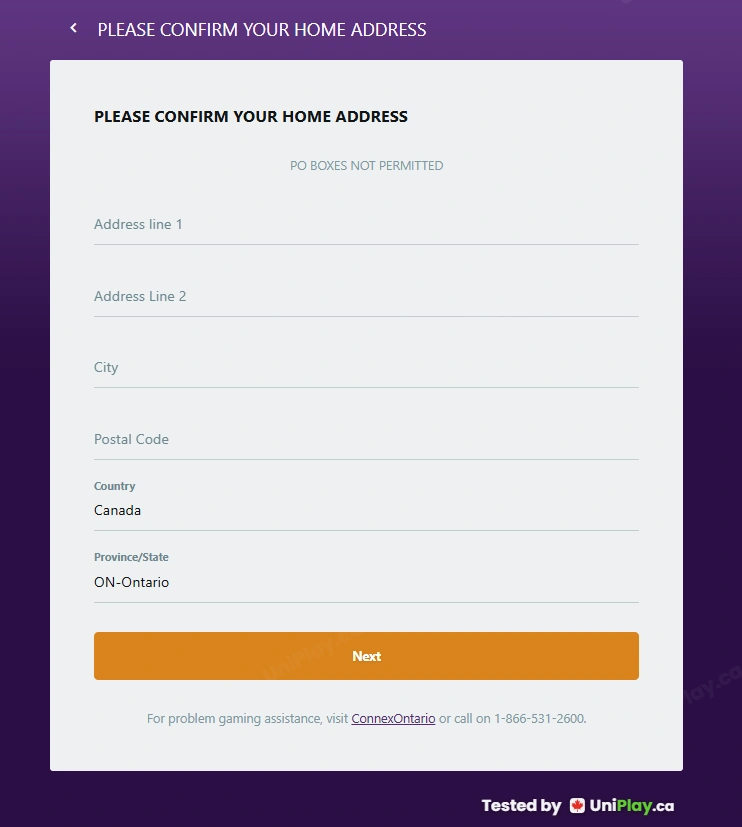 Zodiac Casino — registration step 4