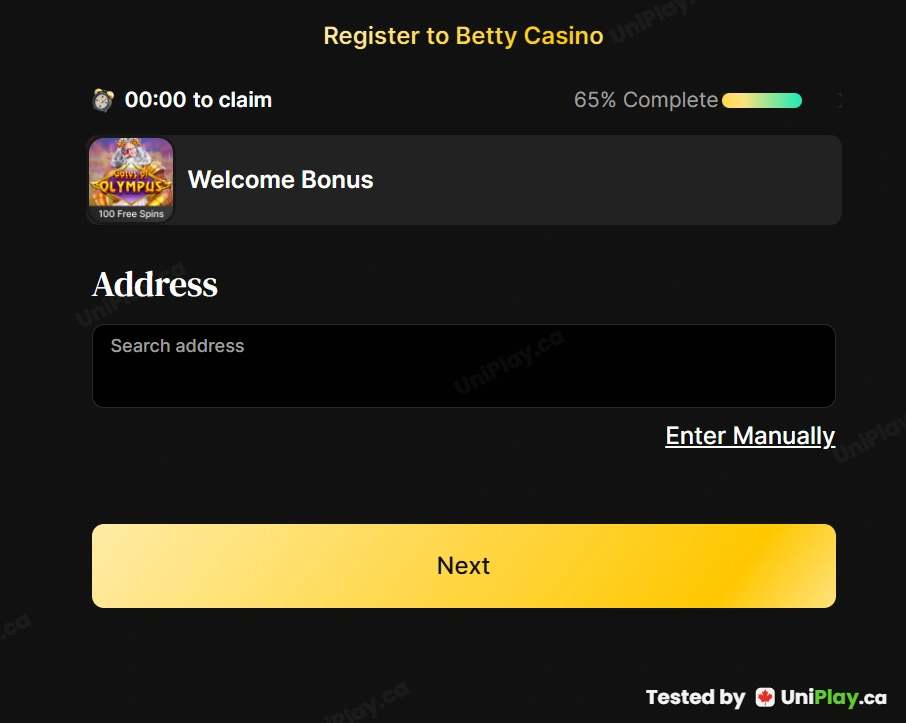Betty Casino — registration step 7