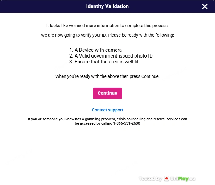 Play Fallsview — registration step 6